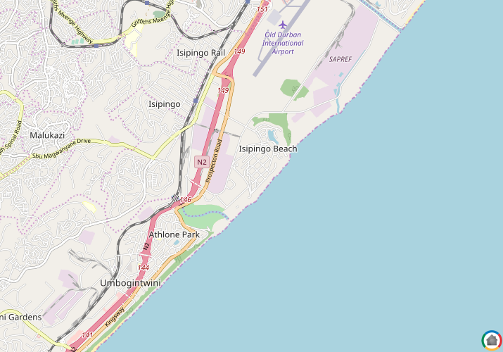 Map location of Isipingo Beach